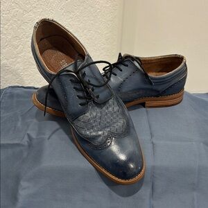 Men's Blue Leather Dress Shoes